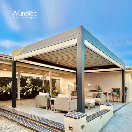 OEM ODM Customized Motorized Roof Sun Shade Louvered Pergolas Modern Home Furniture Garden Canopy Awning Luxury Bioclimatic Aluminum Pergola Outdoor SPA Gazebo
